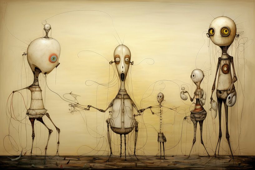 Bizarre surreal drawing of strange dolls by Art Bizarre