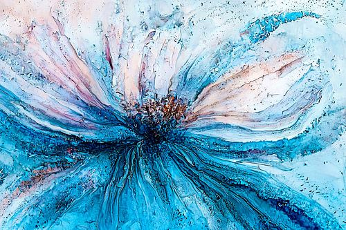 Abstracte blauwe bloemenkunst