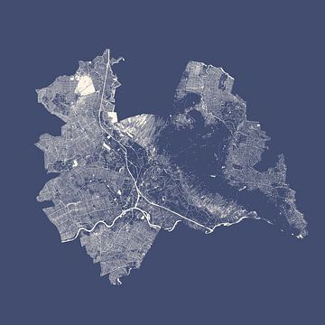 Carte de l'eau d'Utrecht en bleu roi sur Maps Are Art