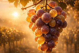 Des raisins frais dans la rosée du matin – Une vendange dorée au lever du soleil sur ButterflyPix