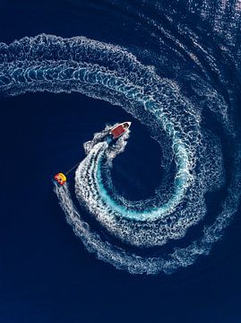 Water sports boat at sea by Ewold Kooistra