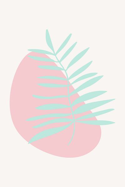 Leaves in pastel colors. Modern boho botanical no. 10 by Dina Dankers