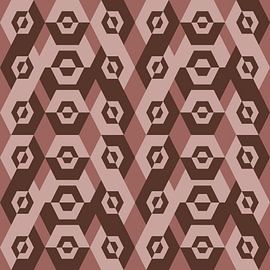 Motif géométrique rétro des années 70 en marron et beige. sur Dina Dankers