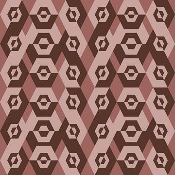 Geometrisch jaren 70 retro-patroon in bruin en beige. van Dina Dankers