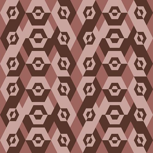 Geometrisch jaren 70 retro-patroon in bruin en beige.