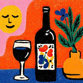 Weinflasche | Weinglas und Blumenflasche von OMG Art