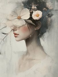 Porträt mit romantischem Blick in Weiß von Carla Van Iersel