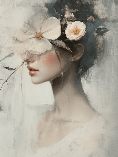 Portret met een romantische uitstraling in wit