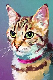 Pop-Art-Katze in leuchtenden Farben von Art & Soul Creations