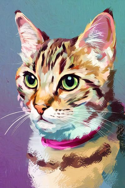 Pop-art cat in vibrant colours by Art & Soul Creations