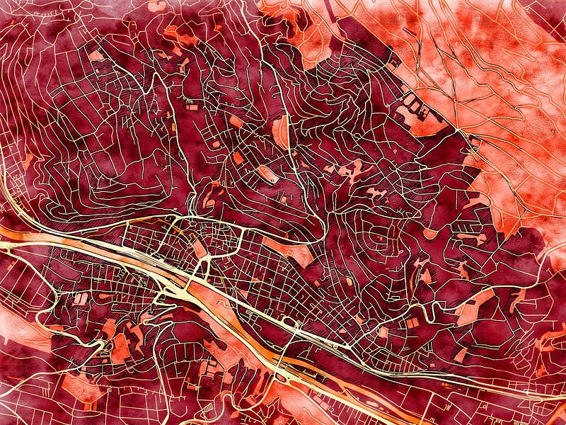 Map of Esslingen am Neckar with the style 'Amber Autumn' by Maporia