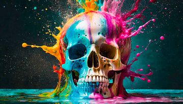 Totenkopf mit Regenbogenfarben von Mustafa Kurnaz
