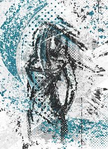 Abstrakt in blau weiß und schwarz