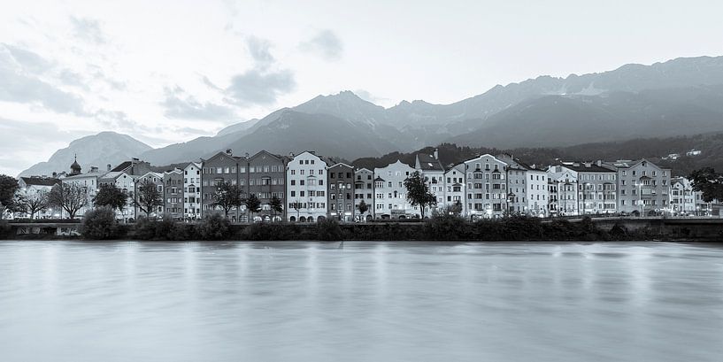 Mariahilfstraße row of houses in Innsbruck - monochrome by Werner Dieterich