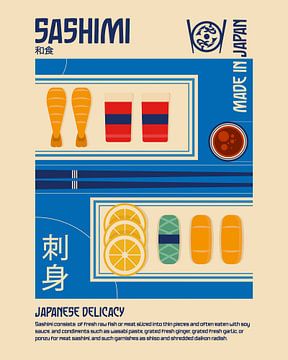 Sashimi Japanisches Essen Druck von Retrodrome