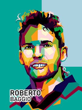 Legende Voetbal ROBERTO BAGGIO IN Pop Art Poster van miru arts