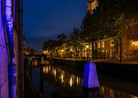 Illuminated canal in Dordrecht