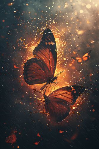 Vurige Vlinders Dansen in de Nacht