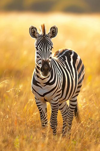 Zebra in gouden licht