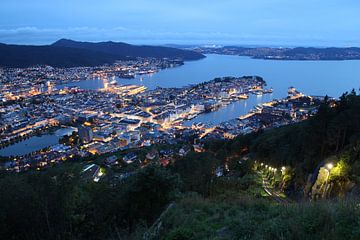 Uitzicht over Bergen, Noorwegen van Sven Zoeteman