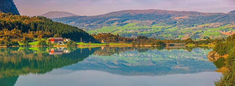 Panorama of Bergheimsvatnet, Gloppen, Norway by Henk Meijer Photography