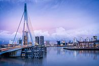 Photo du soir de la ligne d'horizon de Rotterdam et du pont Erasmus. par Bart Ros Aperçu