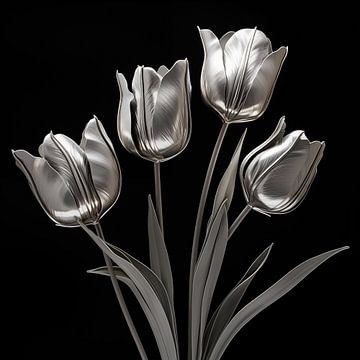 Zilveren tulpen van Koffie Zwart