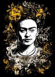 Frida and flowers by JBJart Justyna Jaszke