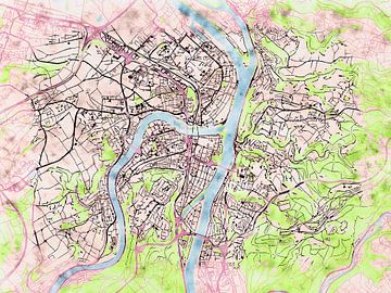 Kaart van Koblenz in de stijl 'Soothing Spring' van Maporia