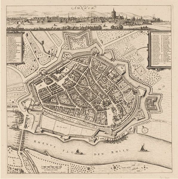 Carte d'Arnhem avec cadre blanc, anno ca 1660 par Gert Hilbink