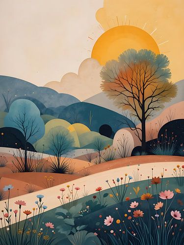 Zonsondergang op het platteland