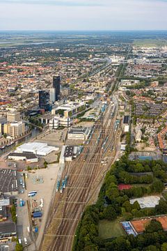 Bahnhofsgelände, Rangierbahnhof und Achmea Tower Leeuwarden