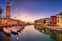 The town of Lazise on Lake Garda in an atmospheric sunset