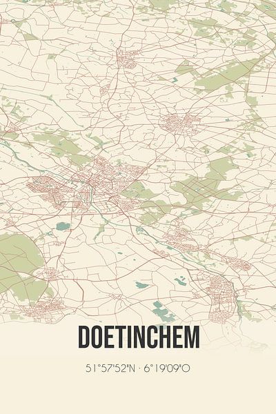 Vintage landkaart van Doetinchem (Gelderland) van Stad & Wand