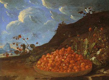 Mand met wilde aardbeien in een landschap, Luis Melendez