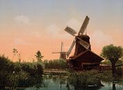 Windmühlen auf dem Noordendijk, Dordrecht von Vintage Afbeeldingen Miniaturansicht