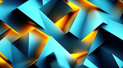Abstracte vormen in blauw en oranje
