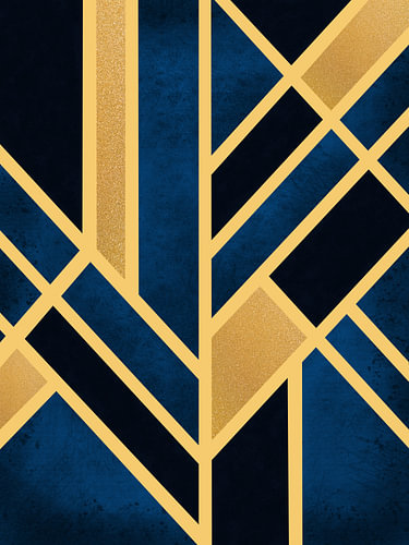 Art Deco Art in Blue and Gold – Luxurious Geometric Wall Art