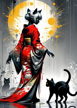 Maanverlichte Nekomata Elegantie van atiq fauzi