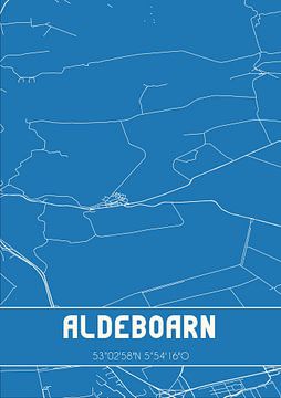 Blauwdruk | Landkaart | Aldeboarn (Fryslan) van MijnStadsPoster