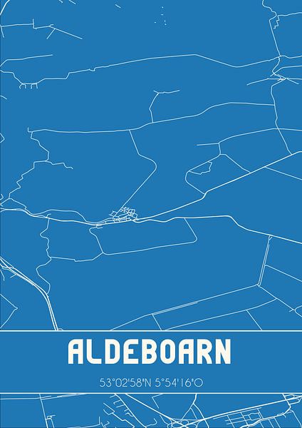 Blueprint | Carte | Aldeboarn (Fryslan) par Affiches de lieux