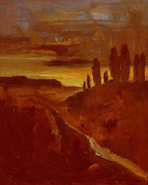 Abendrot mit Pappeln