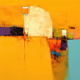 Abstrakte gelbe Kunst | Verspielte Farben und Formen von ARTEO Gemälde