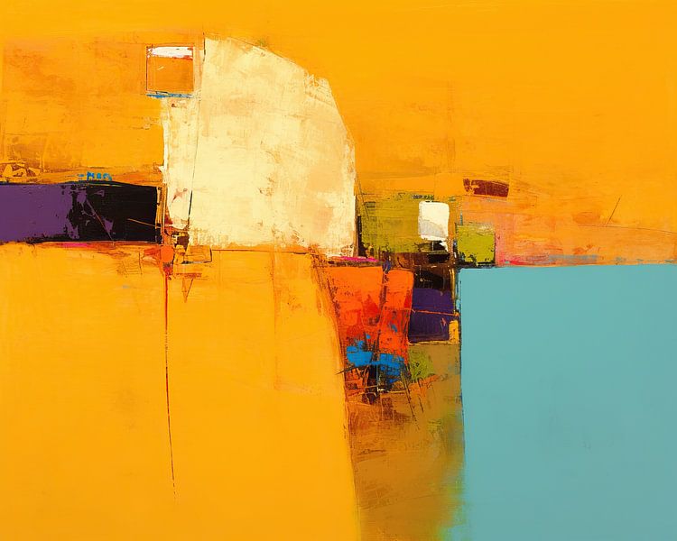 Abstrakte gelbe Kunst | Verspielte Farben und Formen von ARTEO Gemälde