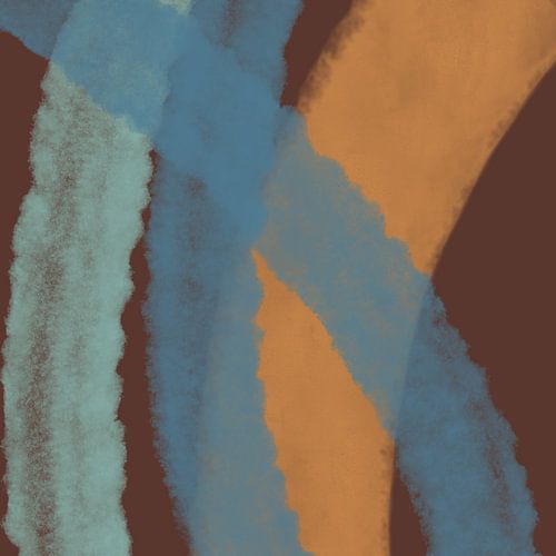 Abstracte lijnen en vormen in blauw, groen, geel, bruin