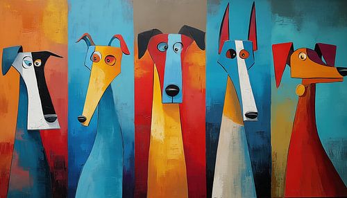 Abstracte verwarde honden panorama