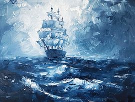 Segelschiff im Sturm, Öl von ColorWorldwide