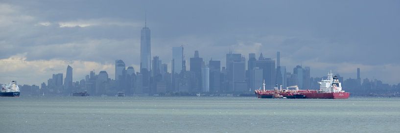 Ligne d'horizon de Manhattan à New York vue de Staten Island, panorama par Merijn van der Vliet