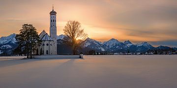 Panorama St. Coloman kerk, Schwangau, Beieren, Duitsland van Henk Meijer Photography