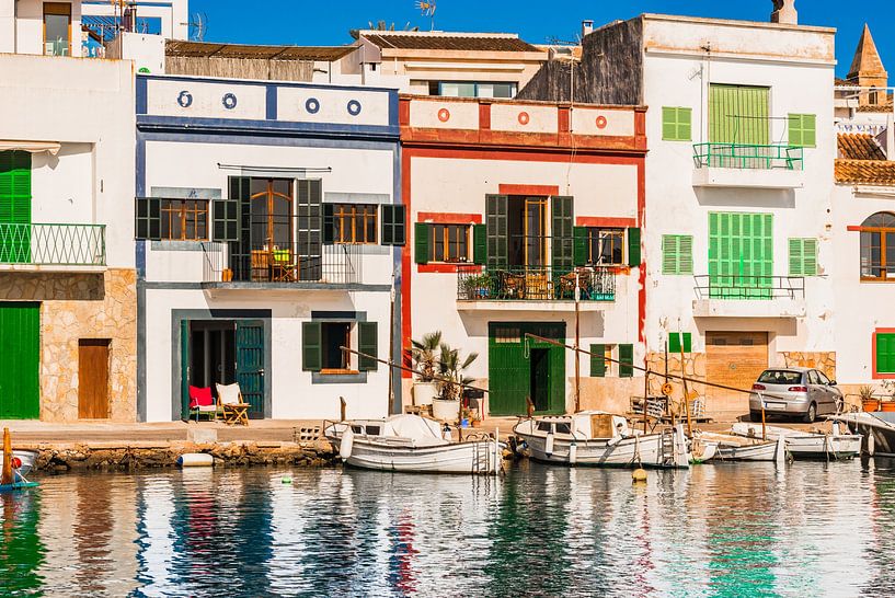 Beautiful harbor of Porto Colom at the coast of Mallorca island, Spain Balearic Islands by Alex Winter
